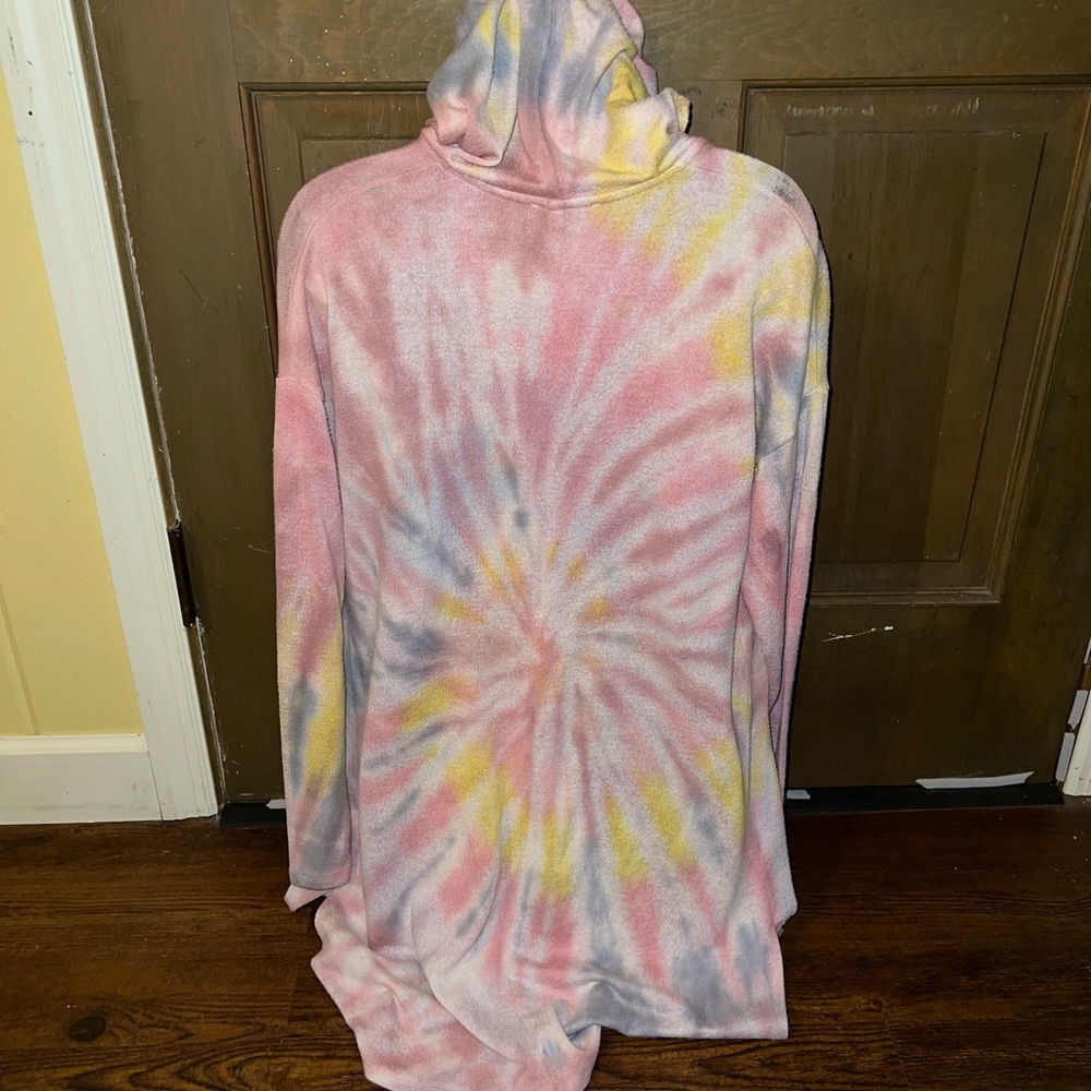 Maurice’s Pink Boho Tie-Dye Hooded Long Sleeve Cardigan With Pockets Size XS - Picture 8 of 12